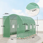 Dimensions de la serre tunnel verte : 3 × 2 × 2 m