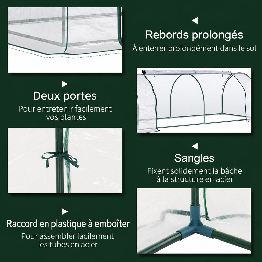 Présentation des portes, attaches et raccords de la mini-serre tunnel