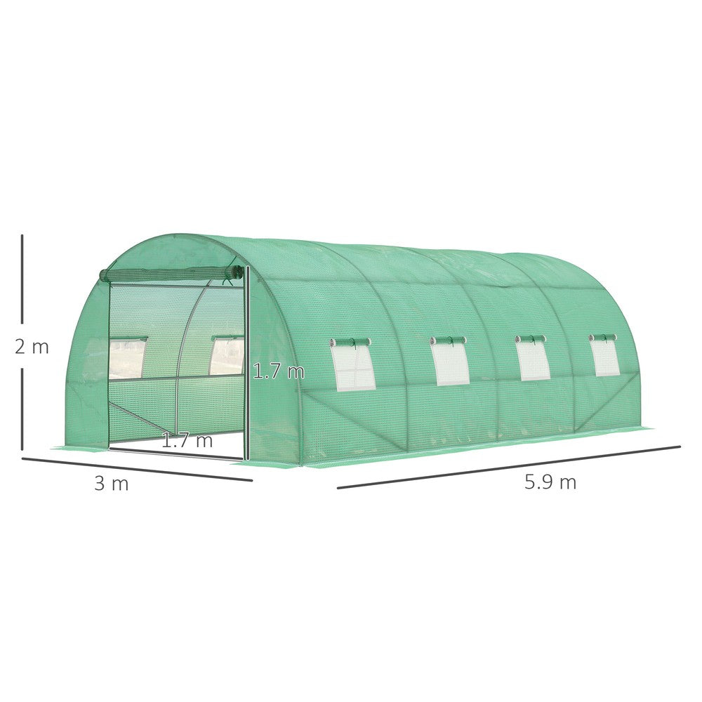 Dimensions de la serre tunnel : 590 x 300 x 200 cm
