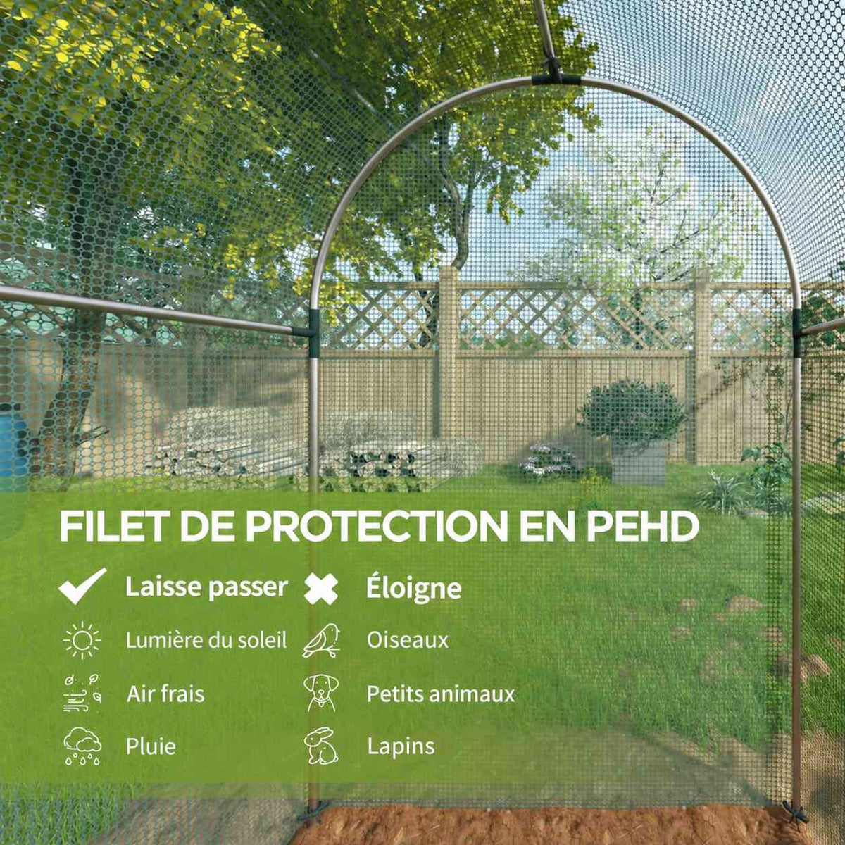 Gros plan intérieur du filet vert de protection