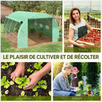 Serre verte et scènes de récolte et de jardinage