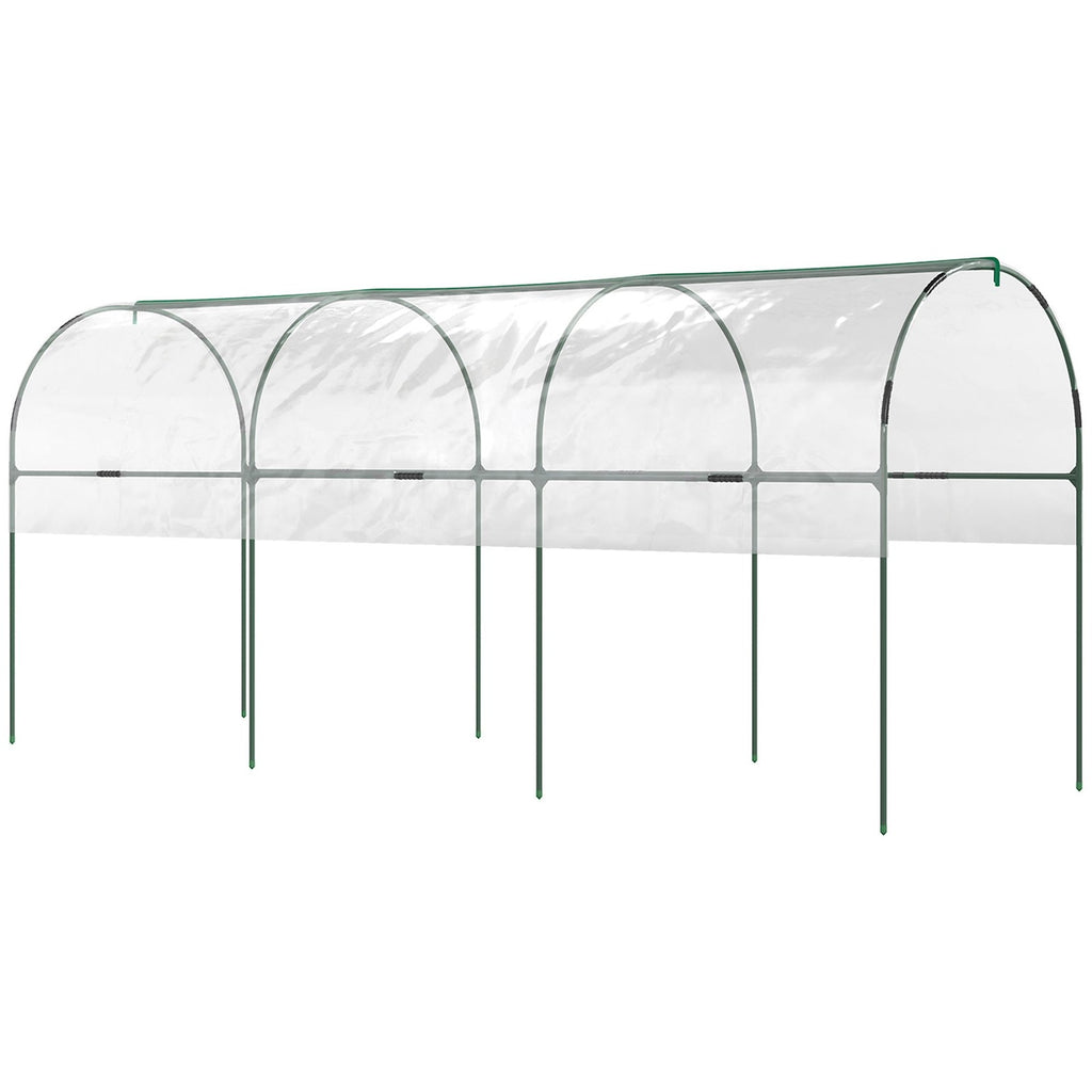 Abri à tomates transparent ouvert sur les côtés