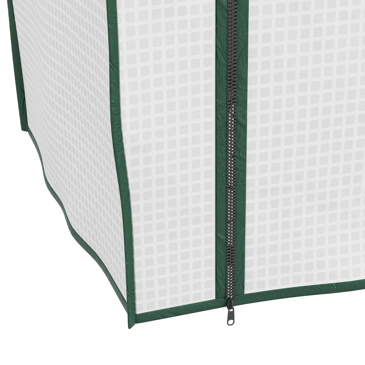 Gros plan de la fermeture éclair de la housse blanche