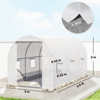 Dimensions de la serre tunnel blanche : 3,5 x 2 x 2 m
