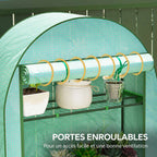 Détail de la porte enroulable de la serre de balcon verte