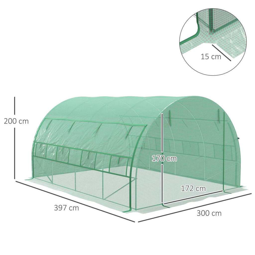 Dimensions de la serre tunnel : 397 × 300 × 200 cm