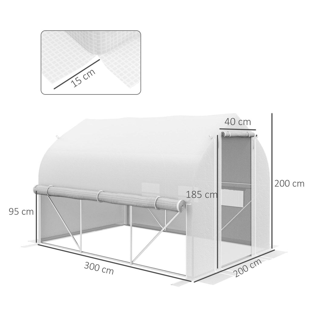 Dimensions de la serre blanche : 300 × 200 × 200 cm