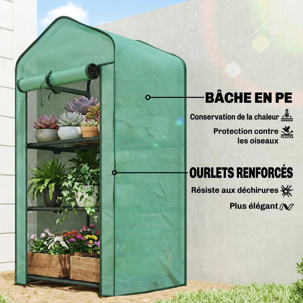 Mini serre verte avec détail de la housse et des bordures