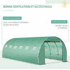 Présentation de la porte et des fenêtres enroulables de la bâche verte