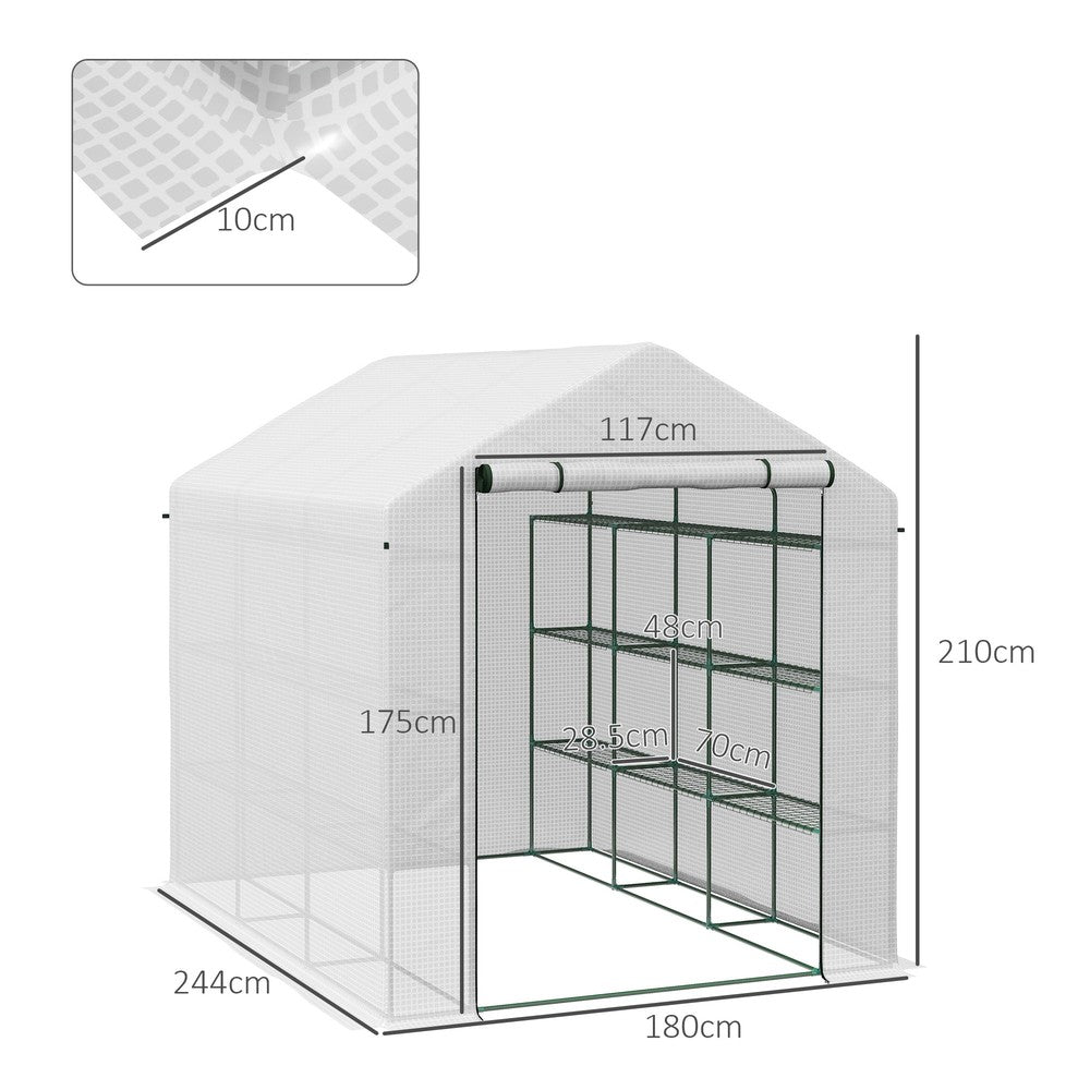 Dimensions de la serre blanche : 244 × 180 × 210 cm