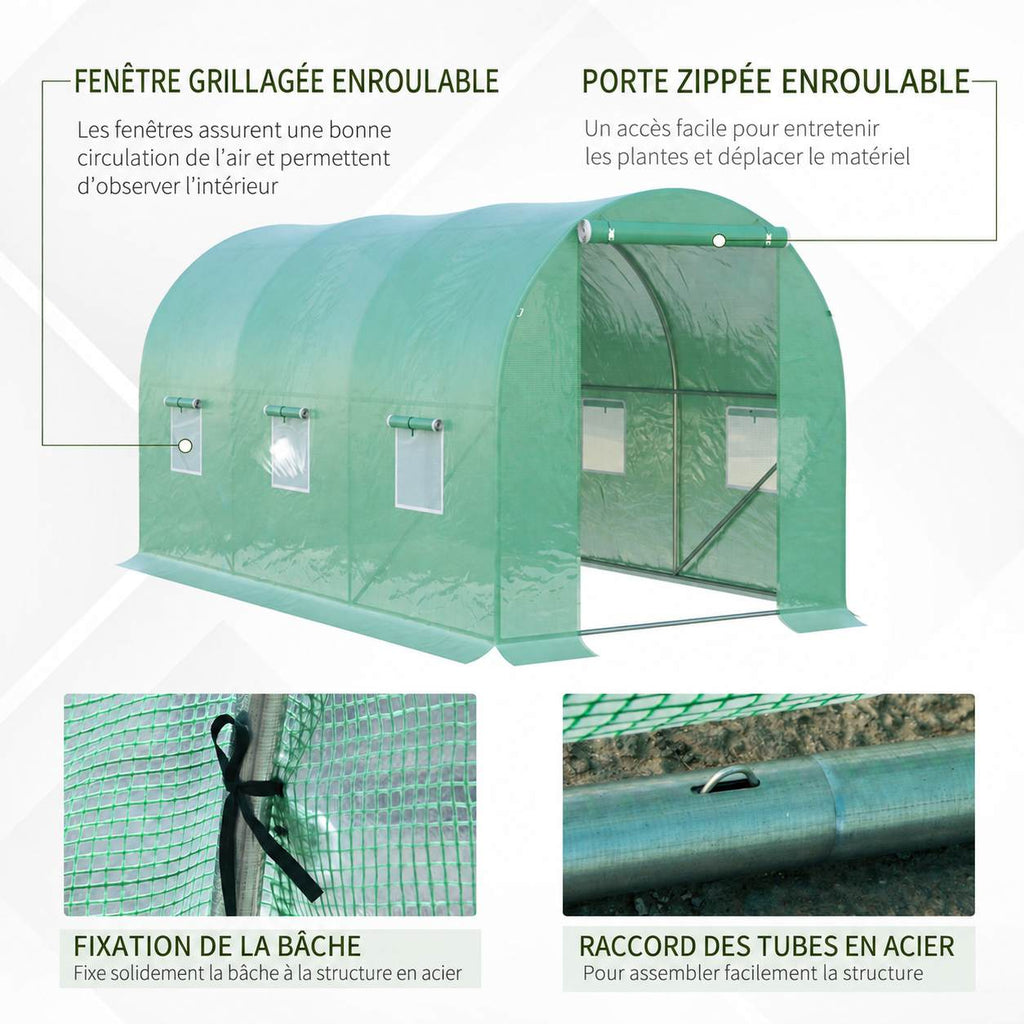 Détails de la porte, des fenêtres, des attaches et des raccords de serre