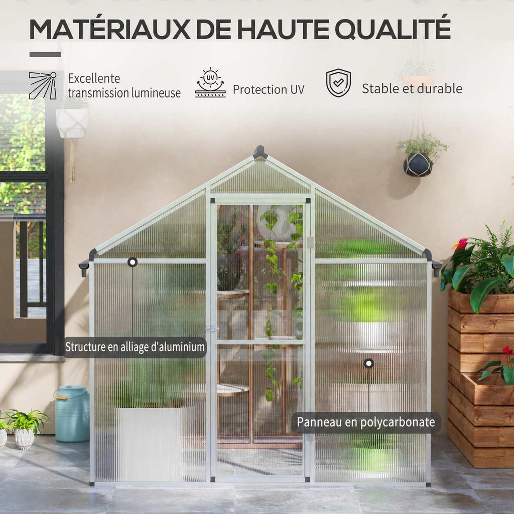 Serre avec panneaux en polycarbonate et cadre en aluminium