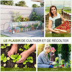 Montage de la mini serre tunnel et d’exemples de fruits, légumes et fleurs