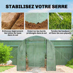 Serre verte avec détails des méthodes d’ancrage au sol