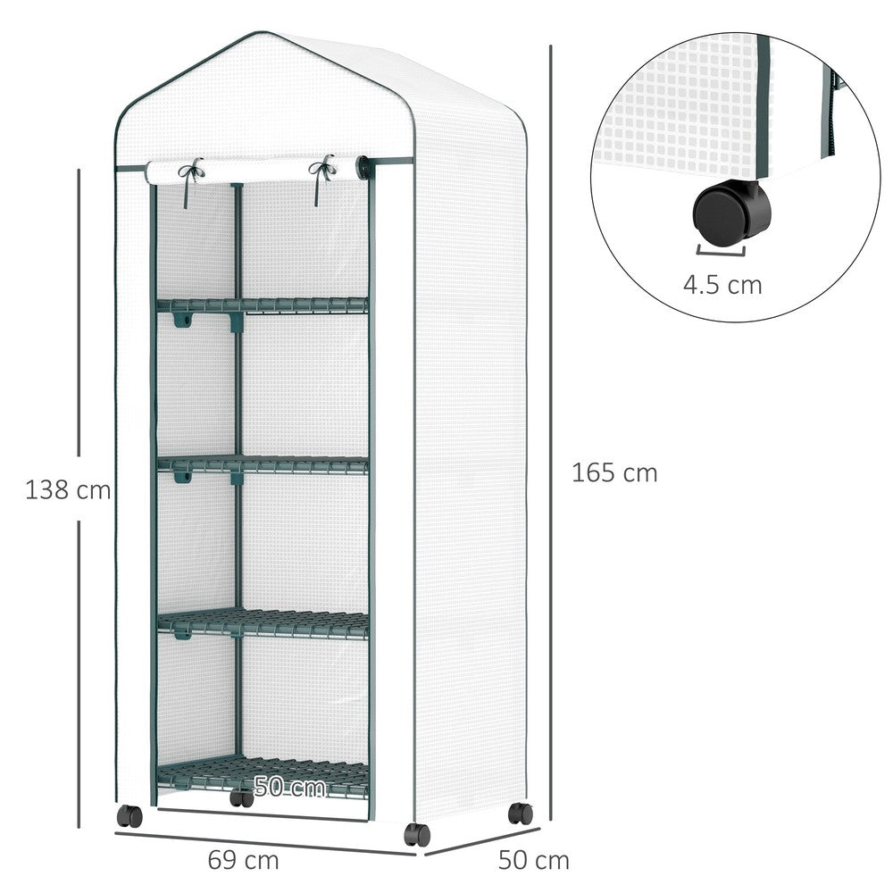 Dimensions de la serre blanche : 69 × 50 × 165 cm