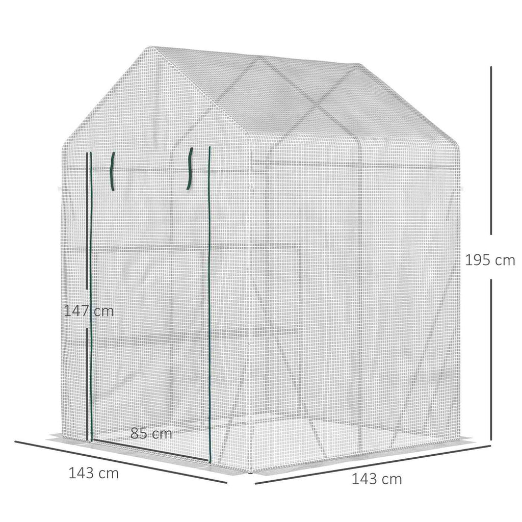 Dimensions de la serre blanche : 143 × 143 × 195 cm