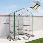 Dimensions de la petite serre transparente et de ses étagères