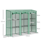 Dimensions de la serre de balcon verte : 215 × 46 × 151 cm