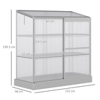 Dimensions de la serre argentée : 131 x 58 x 139,5 cm