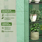 Détail de la housse verte quadrillée et de ses bordures