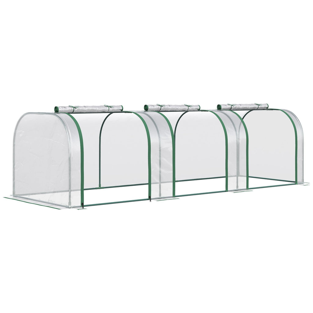 Mini serre tunnel transparente avec trois ouvertures