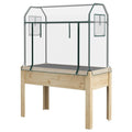 Bac potager sur pieds en bois avec serre transparente