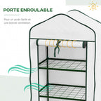 Porte enroulée et étagères de la mini serre blanche