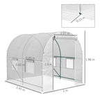 Dimensions de la serre tunnel blanche : 2,45 x 2 x 1,98 m