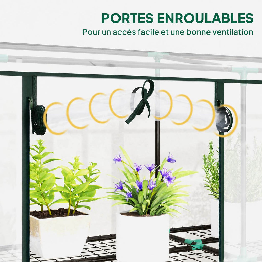Détail d’une porte enroulable de la serre de balcon transparente
