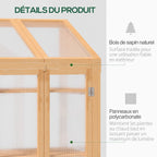 Détail du cadre en bois naturel et des panneaux translucides