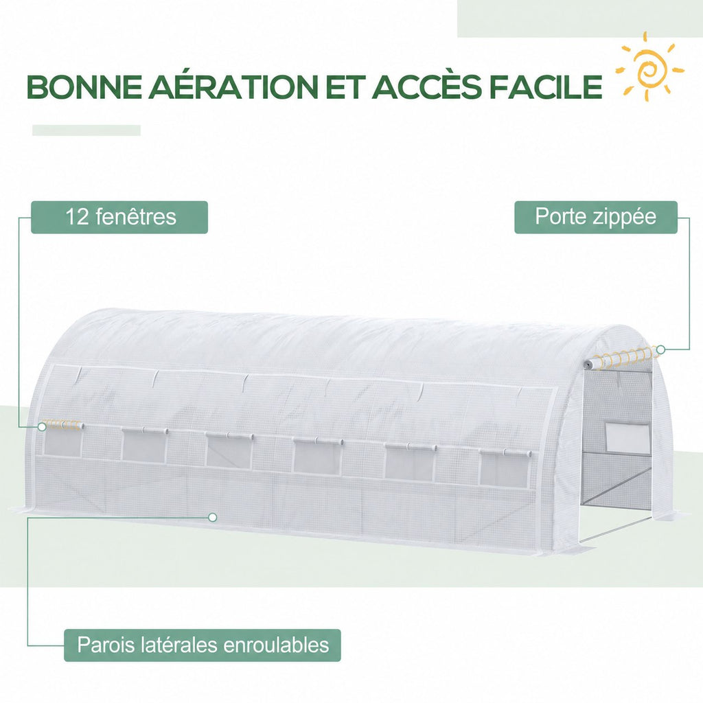 Serre blanche avec douze fenêtres et côtés relevables