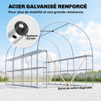 Armature de la serre tunnel avec tubes, étagères et renforts diagonaux