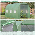 Détails de la fenêtre moustiquaire et de la porte enroulable de serre