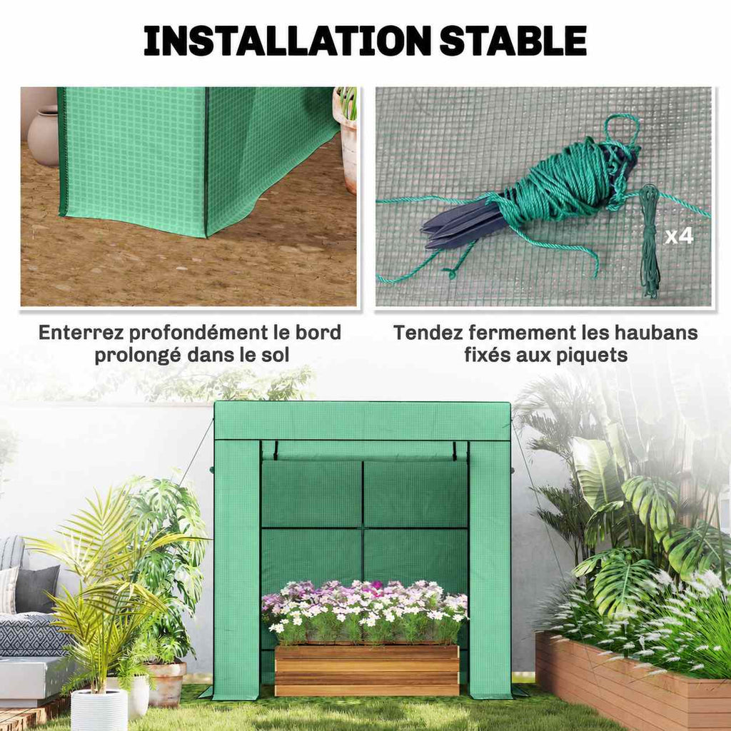 Serre verte avec détails du bord de housse et des cordes