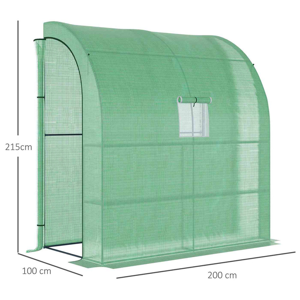Dimensions de la serre verte : 200 × 100 × 215 cm