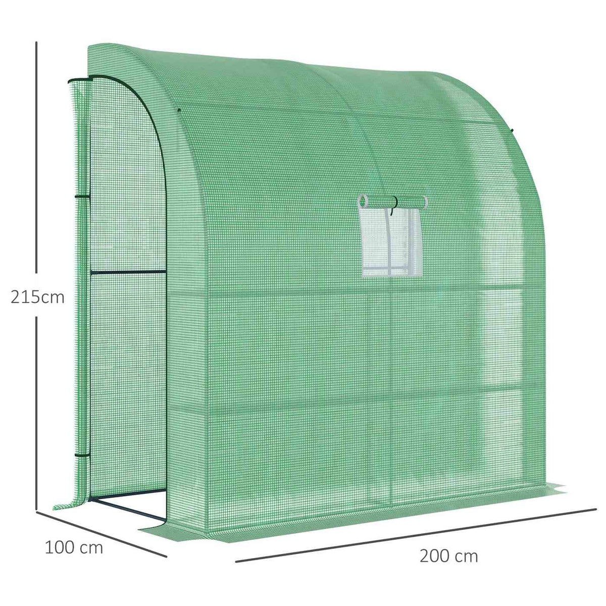 Dimensions de la serre verte : 200 × 100 × 215 cm