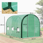 Dimensions de la serre tunnel verte : 300 × 200 × 200 cm