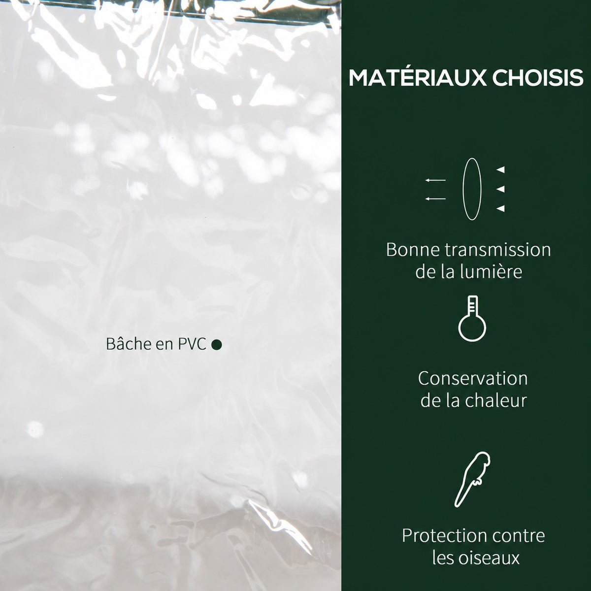 Gros plan de la housse transparente de la mini serre