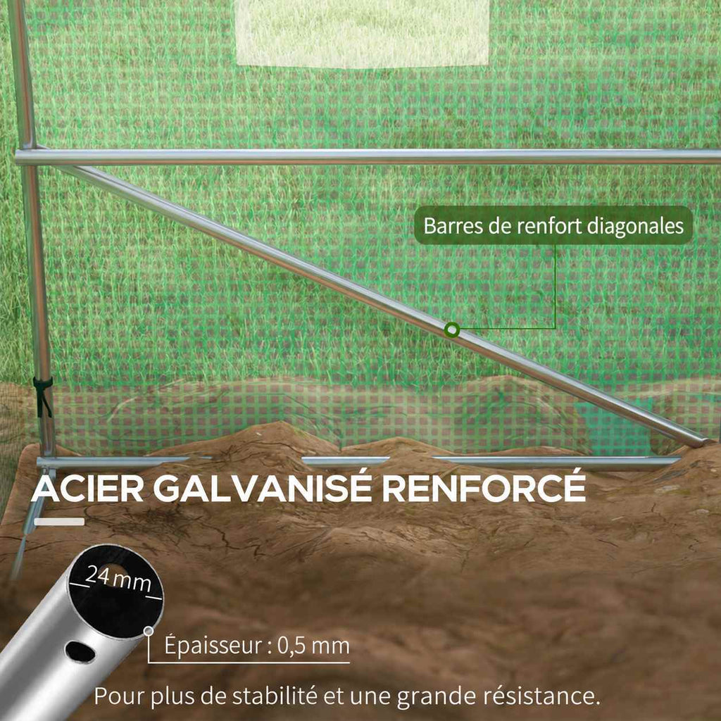 Détail d’un renfort diagonal de l’armature de serre