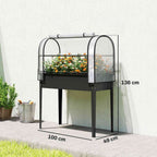 Dimensions du bac potager noir avec serre : 100 × 49 × 136 cm