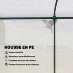 Détail intérieur de la housse blanche quadrillée et de l’armature verte