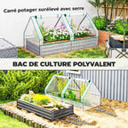 Bac potager et housse de serre présentés ensemble puis séparément