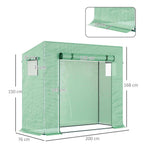 Dimensions de la serre verte : 200 × 76 × 168 cm