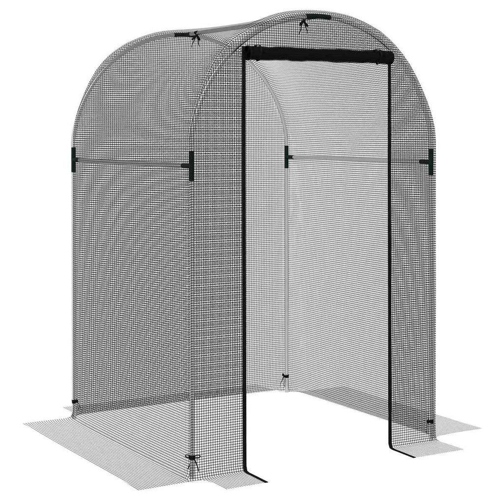 Cage fruitière compacte à filet noir et porte enroulée