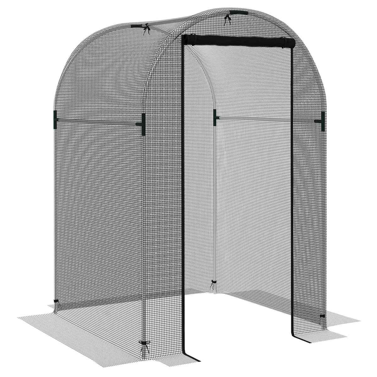 Cage fruitière compacte à filet noir et porte enroulée