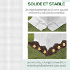 Quadrillage de la bâche blanche et détails du bord à enterrer