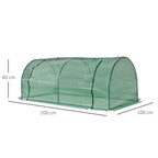 Dimensions de la mini-serre tunnel verte : 200 x 100 x 80 cm