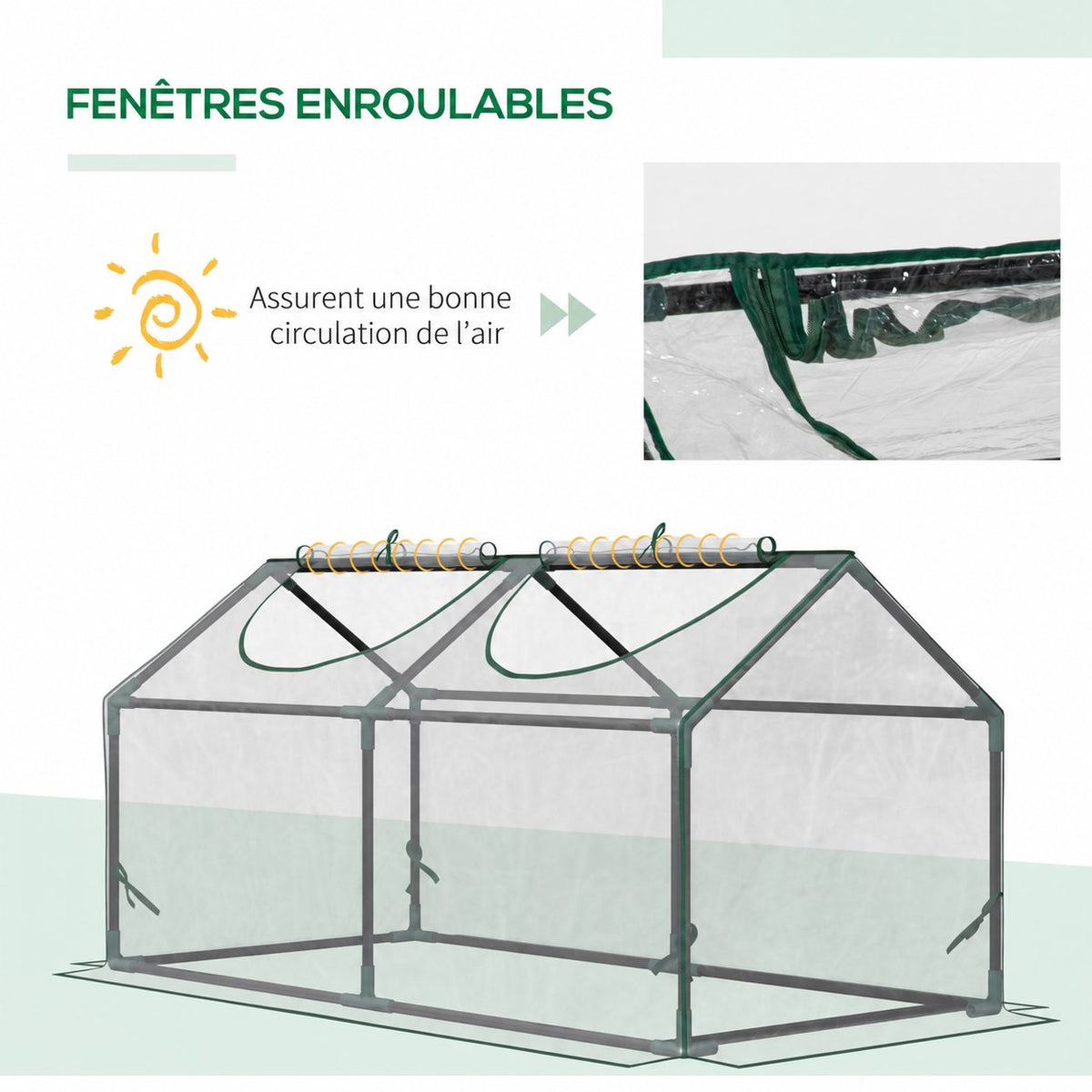Présentation des deux fenêtres enroulables de la mini-serre