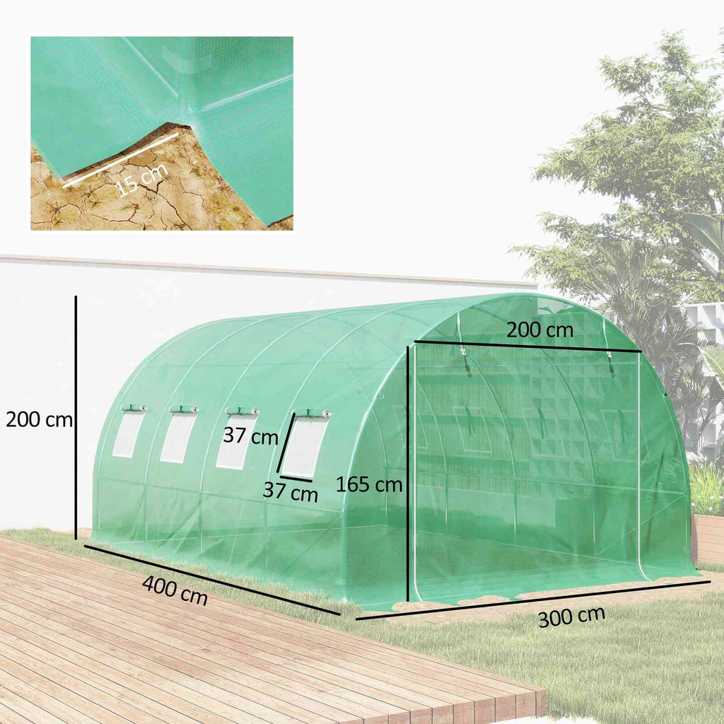 Dimensions de la bâche verte pour serre tunnel : 4 × 3 × 2 m