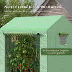 Porte enroulée et fenêtre à moustiquaire de la serre verte
